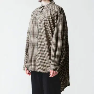 mizuiroind 체크 플레어 셔츠 튜닉 Brown Beige