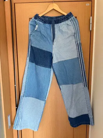 adidas 패치워크 데님 팬츠 허리밴딩