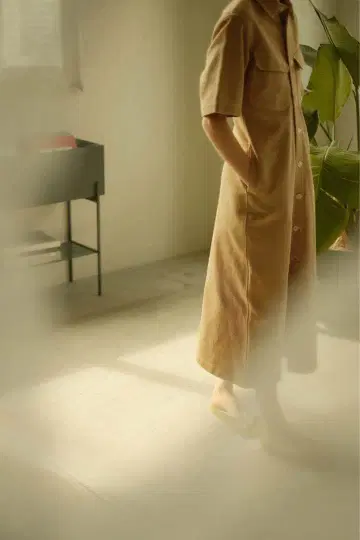 beautiful people 베이지 셔츠 원피스 반팔