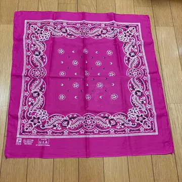 [미국제] 80s 80년대 빈티지 반다나 PARIS제 핑크 레어