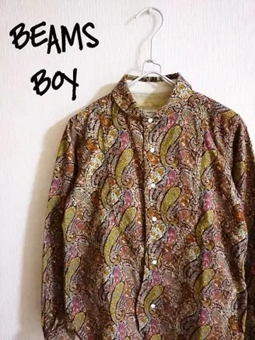 D222090 BEAMS BOY 페이즐리 둥근 카라 셔츠