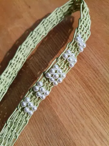 연한 녹색 펄 장식 여름 허리띠 26D20