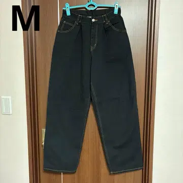 X-girl 와이드 테이퍼드 팬츠 M 블랙 데님