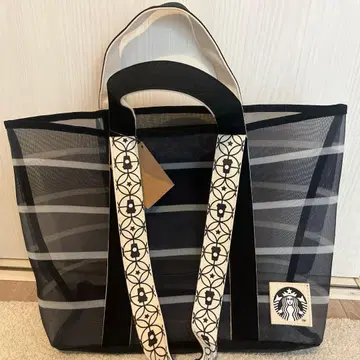 스타벅스 에코백 블랙 스트라이프