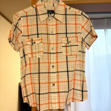 A.P.C. 체크 무늬 반팔 셔츠 38