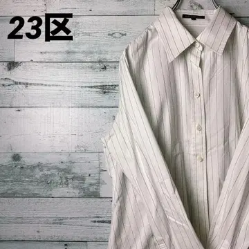 23구 셔츠 44 스트라이프 긴팔 출퇴근 업무 화이트 버튼 셔츠