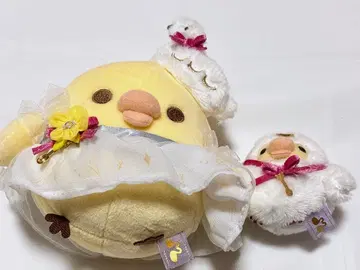 리락쿠마 백조와 골드 컬러 꽃 키이로이토리 봉제 인형 세트