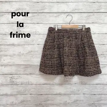 [푸라프림] 미니 플레어 스커트 (S 빅 사이즈) 트위드 퍼플 귀여움