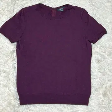 브룩스브라더스/반팔 니트/XS/백 버튼 울 퍼플