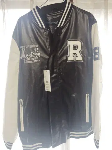 J.HUDU 가죽풍 바시티 자켓 XL