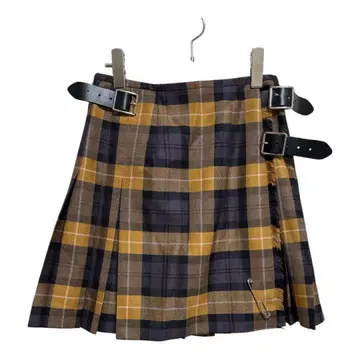 오닐 오브 더블린 플리츠 스커트 체크 머스타드 퍼플