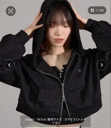 apres jour mignon 키라키라 분또 후드티 S 사이즈 블랙