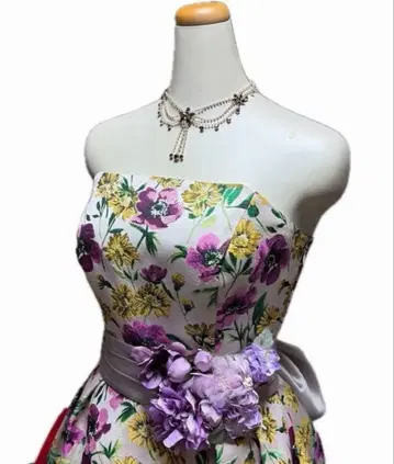 에메 Aimer 꽃무늬 베어탑 롱 드레스