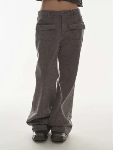 COYSEIO 플라워 패턴 팬츠 퍼플 그레이