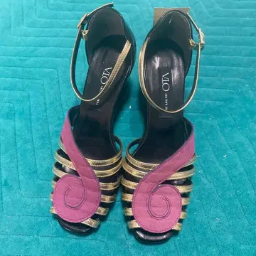 OTA 퍼플 골드 하이힐 샌들