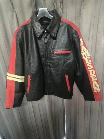 James Dean 가죽 라이더 자켓 L 사이즈 블랙/레드