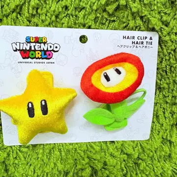 USJ 마리오 헤어 클립 머리끈 슈퍼스타 파이어플라워 미사용