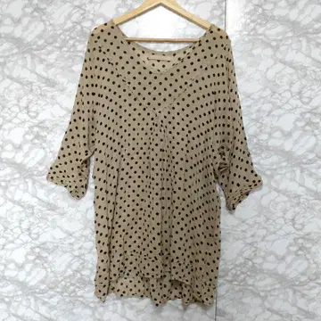 unsqueaky 긴팔 원피스 튜닉 기장 도트 무늬 비침