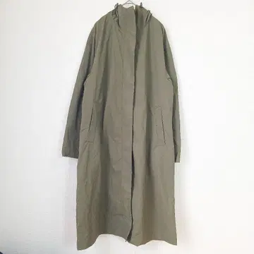 무인양품 나일론 코트 M 카키 발수 후드 수납 스탠드 카라