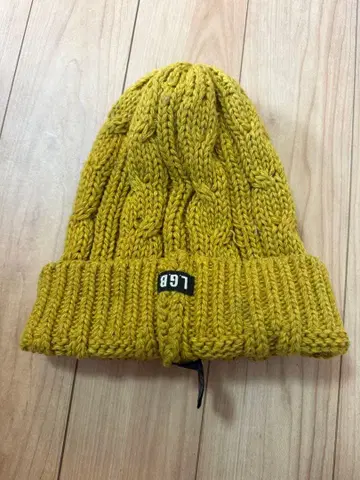 LGB 케이블 짜임 니트 모자 머스타드
