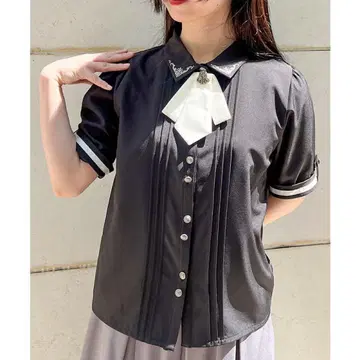 axes femme 메탈x타이 포함 블라우스 상의 블랙