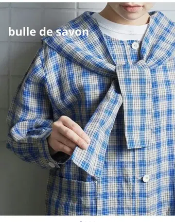 뷔르데사봉 세일러 카라 체크 셔츠 봄/여름