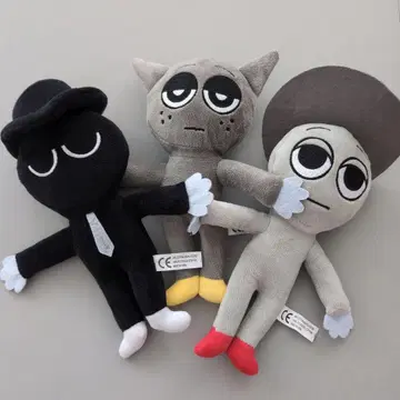 스플런키 봉제 인형 3개 세트 블랙 그레이 크루커즈 손발 몸통 끈 포함