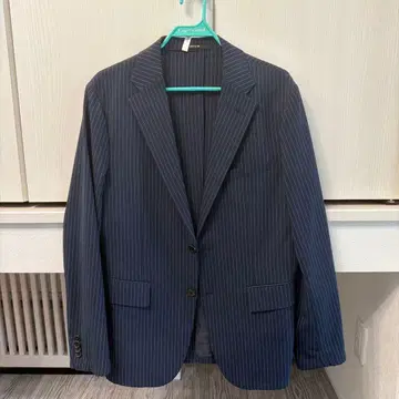 컴시즘 여름 아이템 정장 세트 상하의 스트라이프 네이비 스트레치