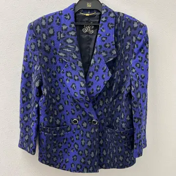 이타리야 레트로 퍼플 레오파드 무늬 테일러드 자켓