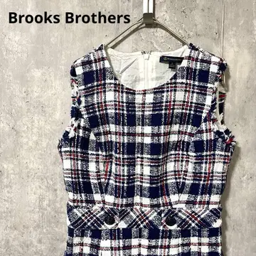 Brooks Brothers 트위드 슬리브리스 원피스 귀여운 고급