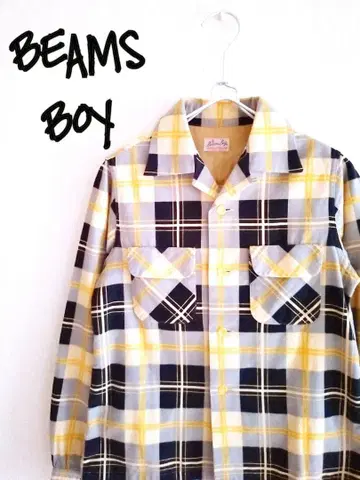 D222262 BEAMS BOY 체크 무늬 긴팔 샤모어 셔츠