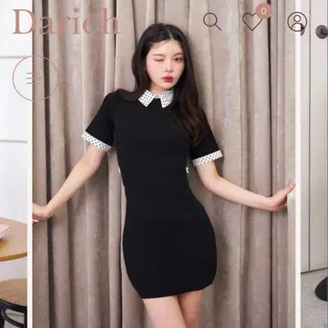 Darich 백 오픈 도트 니트 미니 원피스