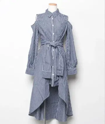 dazzlin 레이어드 헤임 셔츠 원피스 S 네이비