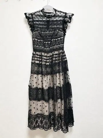 sifeel 롱 원피스 레이스 도트 원피스