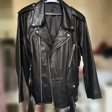 MEOW BY MINA 블랙 가죽 라이더 자켓/양가죽