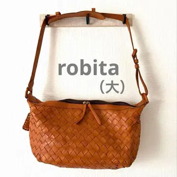 robita 로비타 브라운 가죽 뜨개질 숄더백 대용량