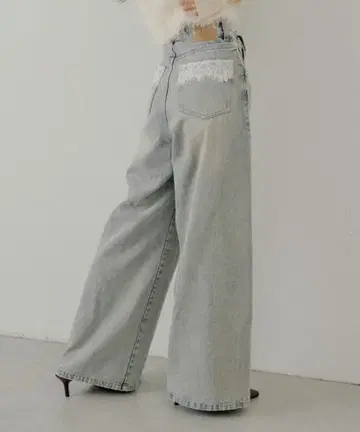치코 포켓 레이스 와이드 데님