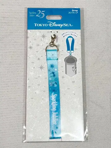 새상품 도쿄디즈니씨 25주년 쥬빌리 배지 스카이블루 스트랩