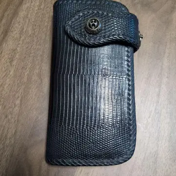 블랙 가죽 뜨개질 장지갑 리자드 가죽 장지갑 알리프 컬렉션