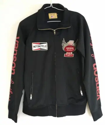 VANSON 블랙 저지 트랙 탑 L 자수 패턴