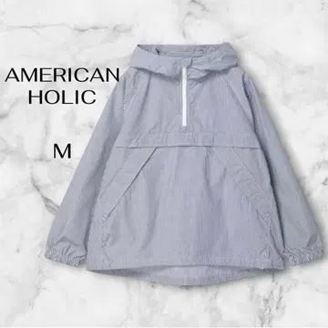 아메리칸 홀릭 스카이블루 스트라이프 마운틴 파카