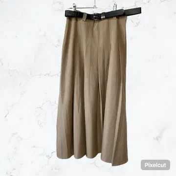 J976 유누맨션 벨트 포함 패널 플레어 스커트 M 롱 기장 A 라인