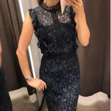 새상품급 ZARA 자라 롱 원피스 레이스 꽃무늬 우가키 아나운서