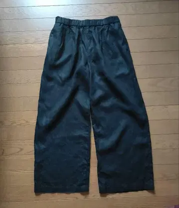 무인양품 린넨 팬츠 L 사이즈 블랙 린넨 무지 와이드 이지 전체 밴딩