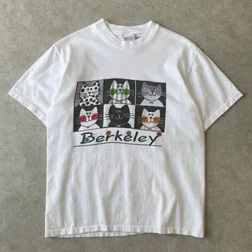 90s 버클리 고양이 아트 티셔츠 빈티지 고양이 고양이 애니멀