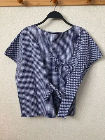 [ 미사용 ] mizuiro ind 리본 풀오버 깅엄 체크 셔츠