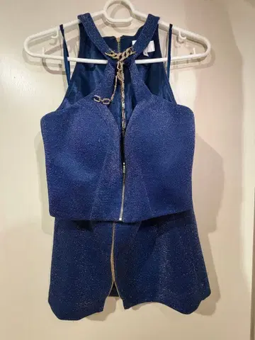 쥬얼스 네이비 라메 믹스 드레스