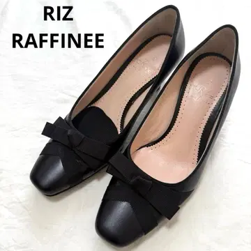 새상품급 리즈라피네 그로그랭 리본 펌프스 가죽 블랙 23 2E