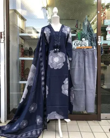 네이비 꽃무늬 드레스 세트