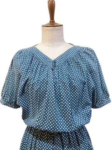 빈티지 쇼와 레트로 도트 무늬 원피스